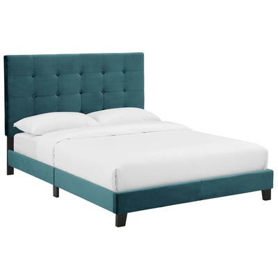 Beds Modway Furniture Melanie Sea Blue MOD-5819-SEA 889654131427 Beds Blue navy teal turquiose indig Upholstered Wood Platform Full 