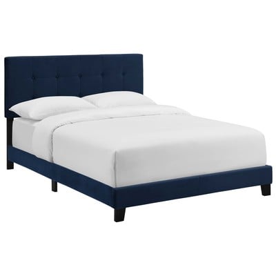 Beds Modway Furniture Amira Midnight Blue MOD-5851-MID 889654131694 Beds Blue navy teal turquiose indig Upholstered Wood Platform Twin 
