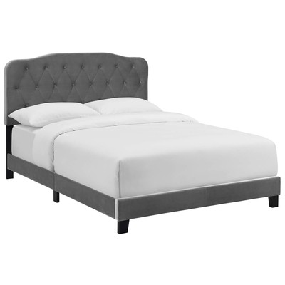 Beds Modway Furniture Amelia Gray MOD-5864-GRY 889654125136 Beds Gray Grey Upholstered Wood Queen 