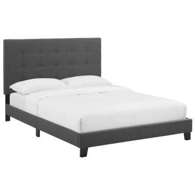 Beds Modway Furniture Melanie Gray MOD-5877-GRY 889654131854 Beds Gray Grey Upholstered Wood Platform Twin 
