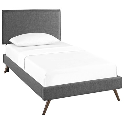 Modway Furniture Beds, Gray,Grey, Upholstered,Wood and Upholstered,Wood, Platform, Twin, Beds, 889654100492, MOD-5902-GRY
