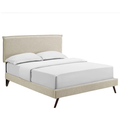Beds Modway Furniture Amaris Beige MOD-5904-BEI 889654118671 Beds Beige Cream beige ivory sand n Upholstered Wood and Upholster Platform Queen 