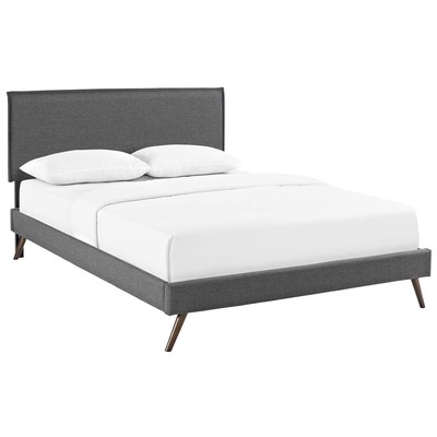 Beds Modway Furniture Amaris Gray MOD-5904-GRY 889654118688 Beds Gray Grey Upholstered Wood and Upholster Platform Queen 