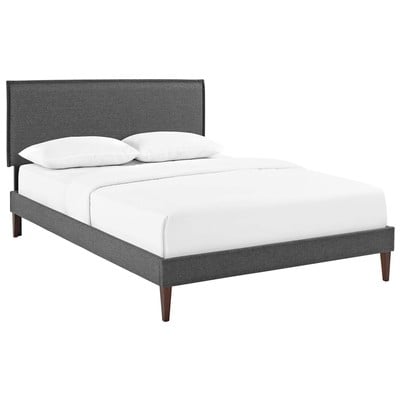 Beds Modway Furniture Amaris Gray MOD-5908-GRY 889654120834 Beds Gray Grey Upholstered Wood and Upholster Platform Queen 