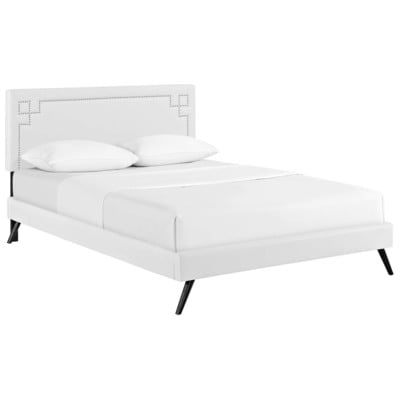 Beds Modway Furniture Ruthie White MOD-5930-WHI 889654121329 Beds White snow Upholstered Wood and Upholster Platform Queen 