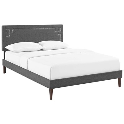Beds Modway Furniture Ruthie Gray MOD-5939-GRY 889654121534 Beds Gray Grey Upholstered Wood and Upholster Platform Queen 