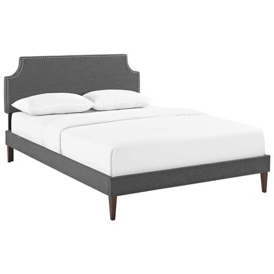 Beds Modway Furniture Corene Gray MOD-5953-GRY 889654121848 Beds Gray Grey Upholstered Wood and Upholster Platform Full 