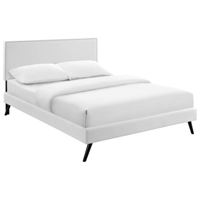 Modway Furniture Beds, White,snow, Upholstered,Wood and Upholstered,Wood, Platform, Queen, Beds, 889654122043, MOD-5962-WHI