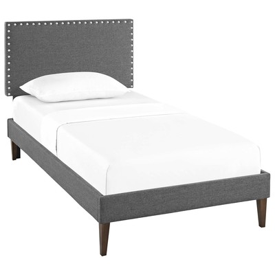 Modway Furniture Beds, Gray,Grey, Upholstered,Wood and Upholstered,Wood, Platform, Twin, Beds, 889654122166, MOD-5967-GRY