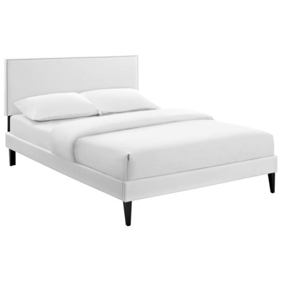 Beds Modway Furniture Macie White MOD-5970-WHI 889654122227 Beds White snow Upholstered Wood and Upholster Platform Queen 