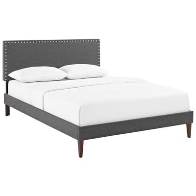 Beds Modway Furniture Macie Gray MOD-5971-GRY 889654122258 Beds Gray Grey Upholstered Wood and Upholster Platform Queen 