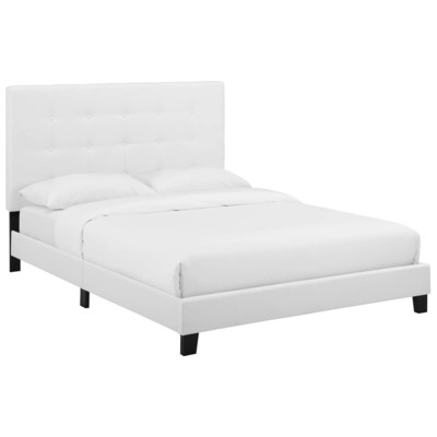 Modway Furniture Beds, White,snow, Upholstered,Wood, Platform, King, Beds, 889654132028, MOD-5994-WHI