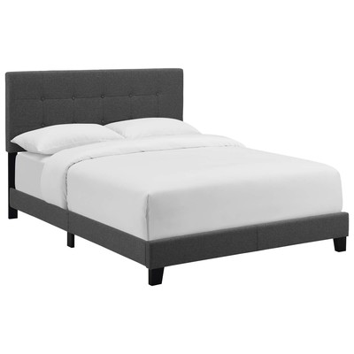 Beds Modway Furniture Amira Gray MOD-6000-GRY 889654132301 Beds Gray Grey Upholstered Wood Platform Full 