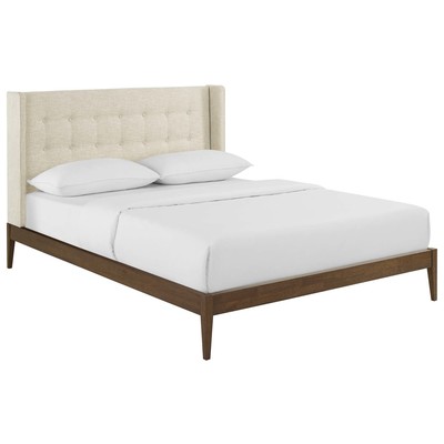 Modway Furniture Beds, Beige,Cream,beige,ivory,sand,nude, Upholstered,Wood, Platform, Queen, Beds, 889654140085, MOD-6003-BEI