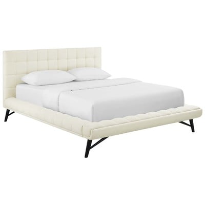Beds Modway Furniture Julia Ivory MOD-6007-IVO 889654140979 Beds Cream beige ivory sand nude Upholstered Wood Platform Queen 