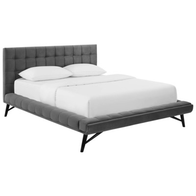 Beds Modway Furniture Julia Gray MOD-6008-GRY 889654141013 Beds Gray Grey Wood Platform Queen 