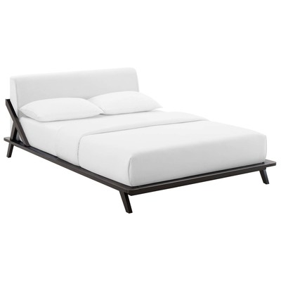 Beds Modway Furniture Luella Cappuccino White MOD-6047-CAP-WHI 889654151814 Beds White snow Upholstered Wood Platform Queen 