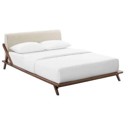 Modway Furniture Beds, Beige,Cream,beige,ivory,sand,nude, Upholstered,Wood, Platform, Queen, Beds, 889654151821, MOD-6047-WAL-BEI