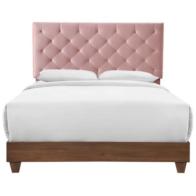 Modway Furniture Beds, Upholstered,Wood, Queen, Beds, 889654160250, MOD-6147-WAL-DUS