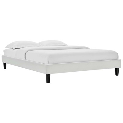 Beds Modway Furniture Reign Light Gray MOD-6265-LGR 889654997641 Beds Black ebonyGray Grey Upholstered Wood Platform Full 