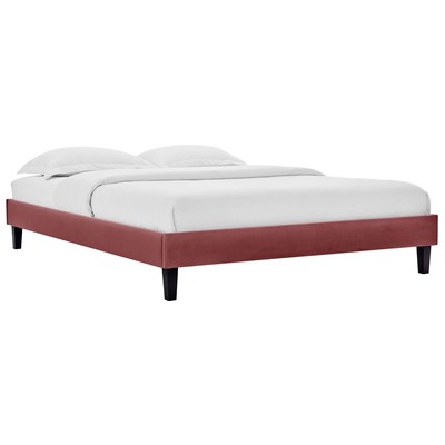 Beds Modway Furniture Reign Dusty Rose MOD-6266-DUS 889654997573 Beds Black ebony Upholstered Wood Platform Queen 