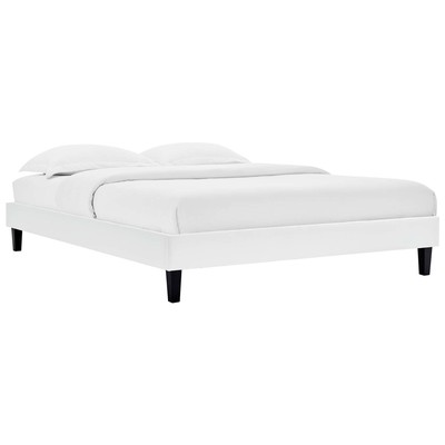 Modway Furniture Beds, Black,ebonyWhite,snow, Upholstered,Wood, Platform, Queen, Beds, 889654997511, MOD-6266-WHI