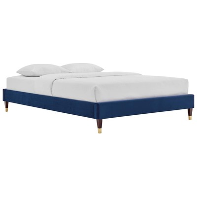 Beds Modway Furniture Harlow Navy MOD-6269-NAV 889654170914 Beds Blue navy teal turquiose indig Metal Upholstered Wood Platform Full 