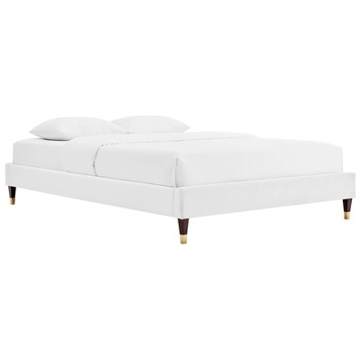 Modway Furniture Beds, Gold,White,snow, Metal,Upholstered,Wood, Platform, King, Beds, 889654171102, MOD-6271-WHI