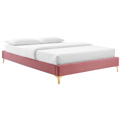 Beds Modway Furniture Sutton Dusty Rose MOD-6275-DUS 889654994183 Beds Gold Metal Upholstered Wood Queen 