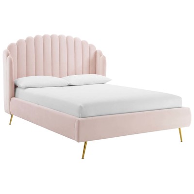 Modway Furniture Beds, Gold,Pink,Fuchsia,blush, Metal,Upholstered,Wood, Platform, Queen, Beds, 889654992912, MOD-6282-PNK