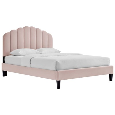 Modway Furniture Beds, Black,ebonyPink,Fuchsia,blush, Upholstered,Wood, Platform, Queen, Beds, 889654984368, MOD-6287-PNK