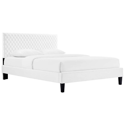 Beds Modway Furniture Garcelle White MOD-6289-WHI 889654984184 Beds Black ebonyWhite snow Upholstered Wood Platform Queen 