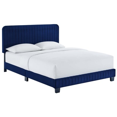 Modway Furniture Beds, Blue,navy,teal,turquiose,indigo,aqua,SeafoamGreen,emerald,teal, Upholstered,Wood, Platform, King, Beds, 889654992486, MOD-6333-NAV