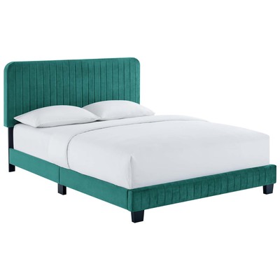 Modway Furniture Beds, Blue,navy,teal,turquiose,indigo,aqua,SeafoamGreen,emerald,teal, Upholstered,Wood, Platform, King, Beds, 889654992462, MOD-6333-TEA