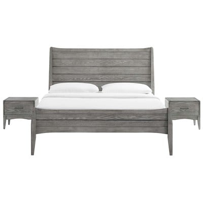 Beds Modway Furniture Georgia Gray MOD-6365-GRY-SET 889654954477 Bedroom Sets Gray Grey Wood Platform Full Queen 
