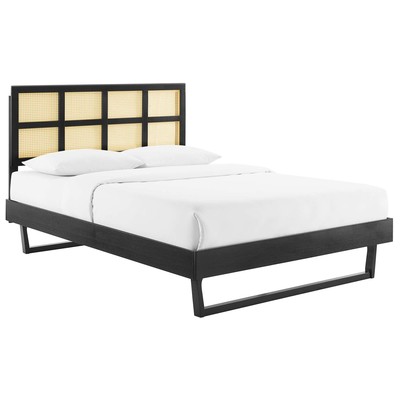 Beds Modway Furniture Sidney Black MOD-6369-BLK 889654951698 Beds Black ebony Wood Platform Queen 