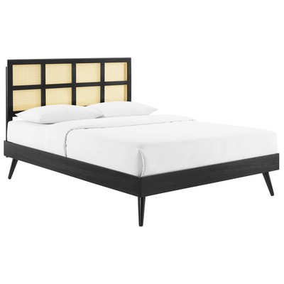 Beds Modway Furniture Sidney Black MOD-6370-BLK 889654951667 Beds Black ebony Wood Platform Queen 