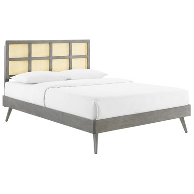 Beds Modway Furniture Sidney Gray MOD-6370-GRY 889654951650 Beds Gray Grey Wood Platform Queen 