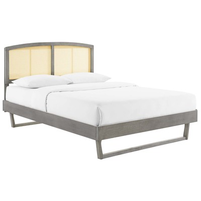 Beds Modway Furniture Sierra Gray MOD-6375-GRY 889654951506 Beds Gray Grey Wood Platform Queen 