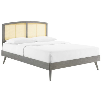 Beds Modway Furniture Sierra Gray MOD-6376-GRY 889654951476 Beds Gray Grey Wood Platform Queen 