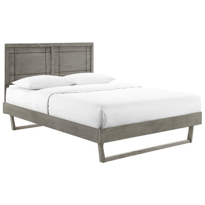Beds Modway Furniture Marlee Gray MOD-6381-GRY 889654974208 Beds Gray Grey Wood Platform Queen 