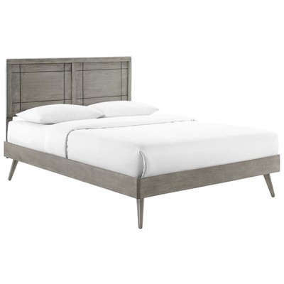 Beds Modway Furniture Marlee Gray MOD-6382-GRY 889654974178 Beds Gray Grey Wood Platform Queen 