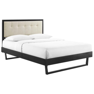 Modway Furniture Beds, Beige,Black,ebonyCream,beige,ivory,sand,nude, Upholstered,Wood, Platform, Queen, Beds, 889654974123, MOD-6384-BLK-BEI