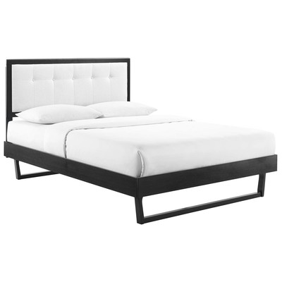 Modway Furniture Beds, Black,ebonyWhite,snow, Upholstered,Wood, Platform, Queen, Beds, 889654974116, MOD-6384-BLK-WHI