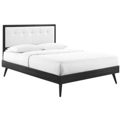 Modway Furniture Beds, Black,ebonyWhite,snow, Upholstered,Wood, Platform, Queen, Beds, 889654974055, MOD-6385-BLK-WHI