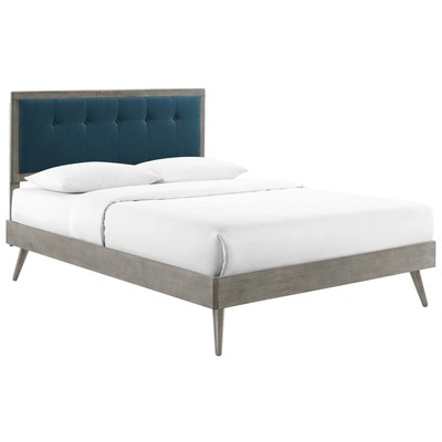 Modway Furniture Beds, Gray,Grey, Upholstered,Wood, Platform, Queen, Beds, 889654974048, MOD-6385-GRY-AZU