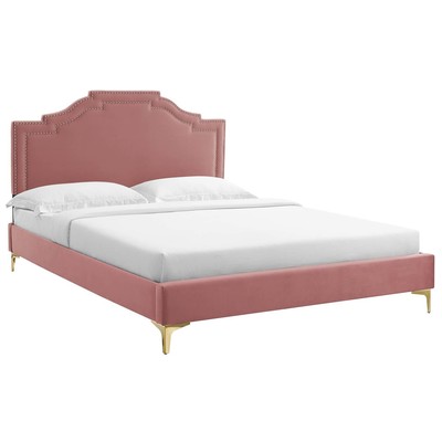 Modway Furniture Beds, Gold, Metal,Upholstered,Wood, Platform, Double,Queen, Beds, 889654249658, MOD-6580-DUS