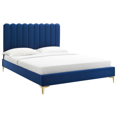 Modway Furniture Beds, Blue,navy,teal,turquiose,indigo,aqua,SeafoamGold,Green,emerald,teal, Metal,Upholstered,Wood, Platform, Full,Queen, Beds, 889654266167, MOD-6586-NAV