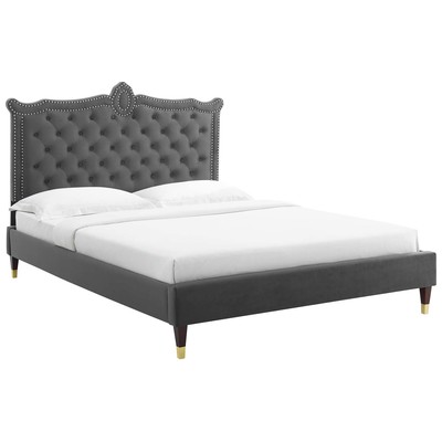 Modway Furniture Beds, Gold, Metal,Upholstered,Wood, Platform, Queen, Beds, 889654235804, MOD-6593-CHA