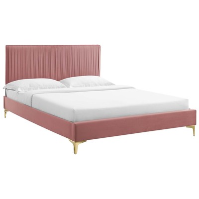 Modway Furniture Beds, Gold, Metal,Wood, Platform, Full,Queen, Beds, 889654931812, MOD-6595-DUS